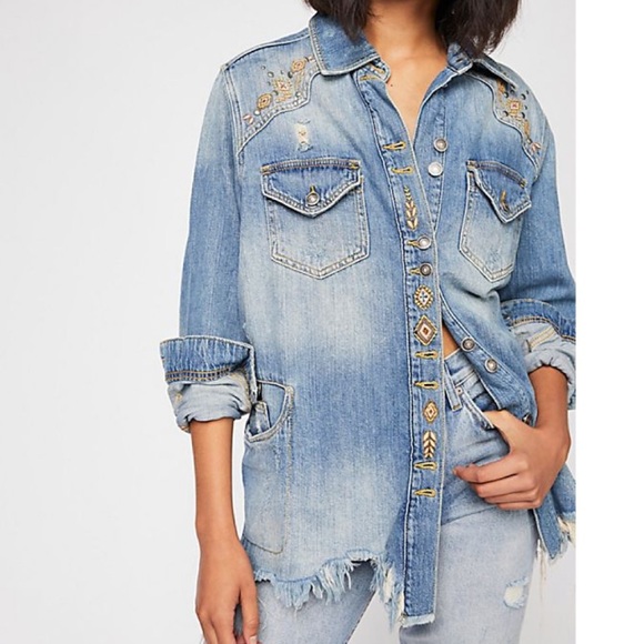 free people moonchild denim shirt jacket